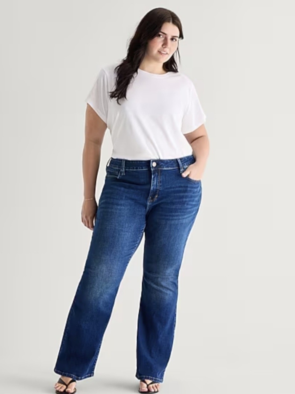 A.N.A. Plus Size Dark Blue High Rise Flare-Leg Jeans